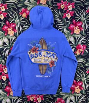 Ron Jon Surf Shop Clearwater Beach Blue Hoodie Floral Size S